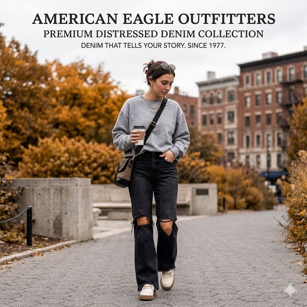 American Eagle Distressed High-Waisted Bootcut Jeans